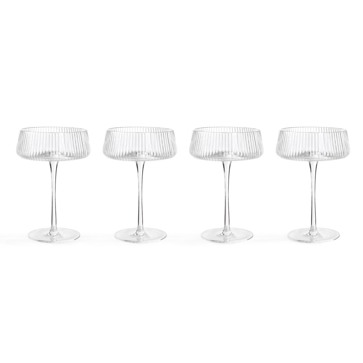 Gatsby Set of 4 Ripple Glass Coupes - Clear - DUSK