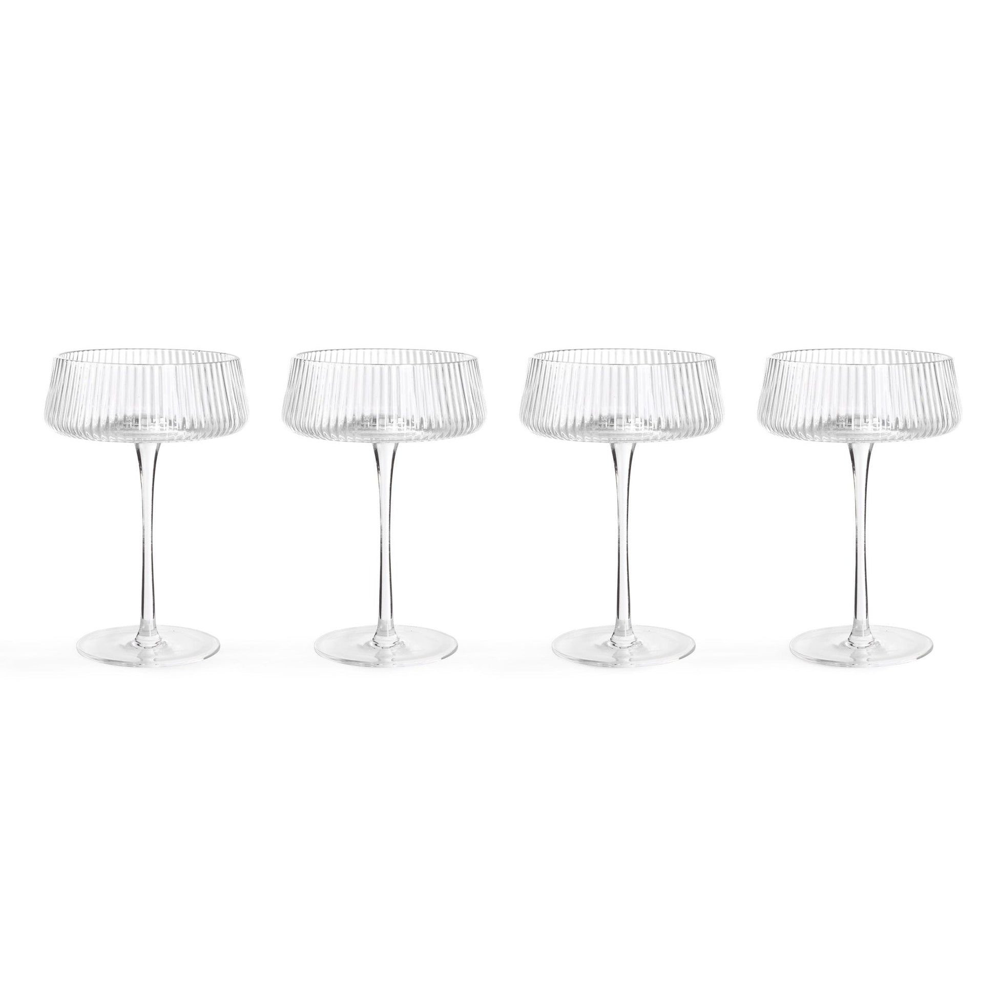 Gatsby Set of 4 Ripple Glass Coupes - Clear - DUSK