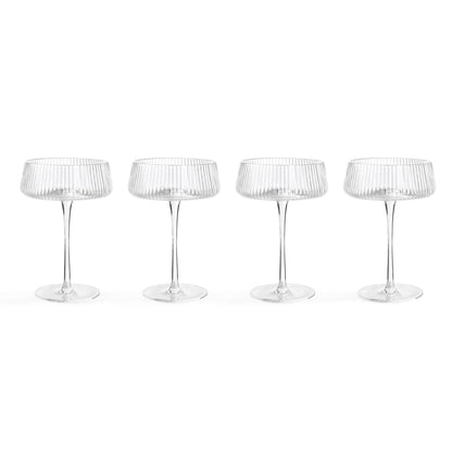 Gatsby Set of 4 Ripple Glass Coupes - Clear - DUSK