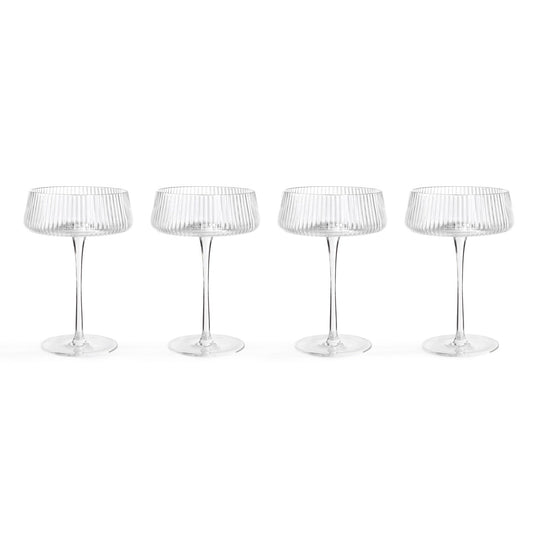 Gatsby Set of 4 Ripple Glass Coupes - Clear - DUSK