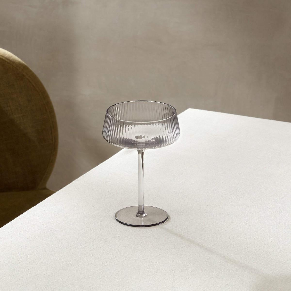 Gatsby Set of 4 Ripple Glass Coupes - Smoked - DUSK