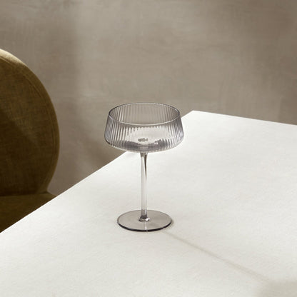 Gatsby Set of 4 Ripple Glass Coupes - Smoked - DUSK