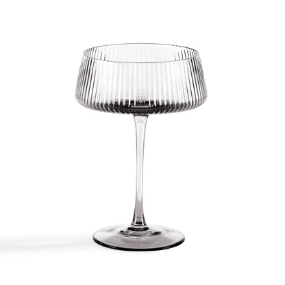 Gatsby Set of 4 Ripple Glass Coupes - Smoked - DUSK