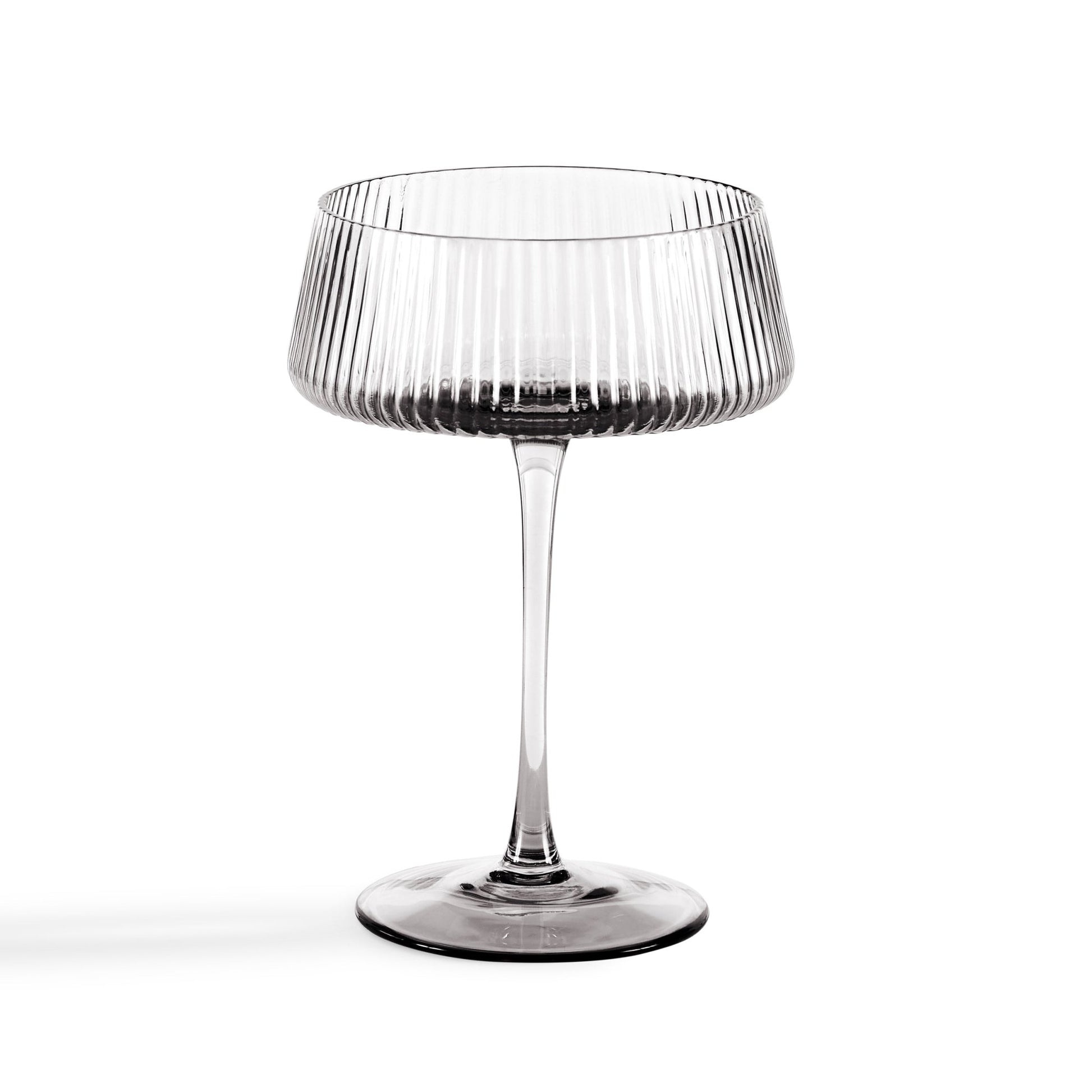 Gatsby Set of 4 Ripple Glass Coupes - Smoked - DUSK