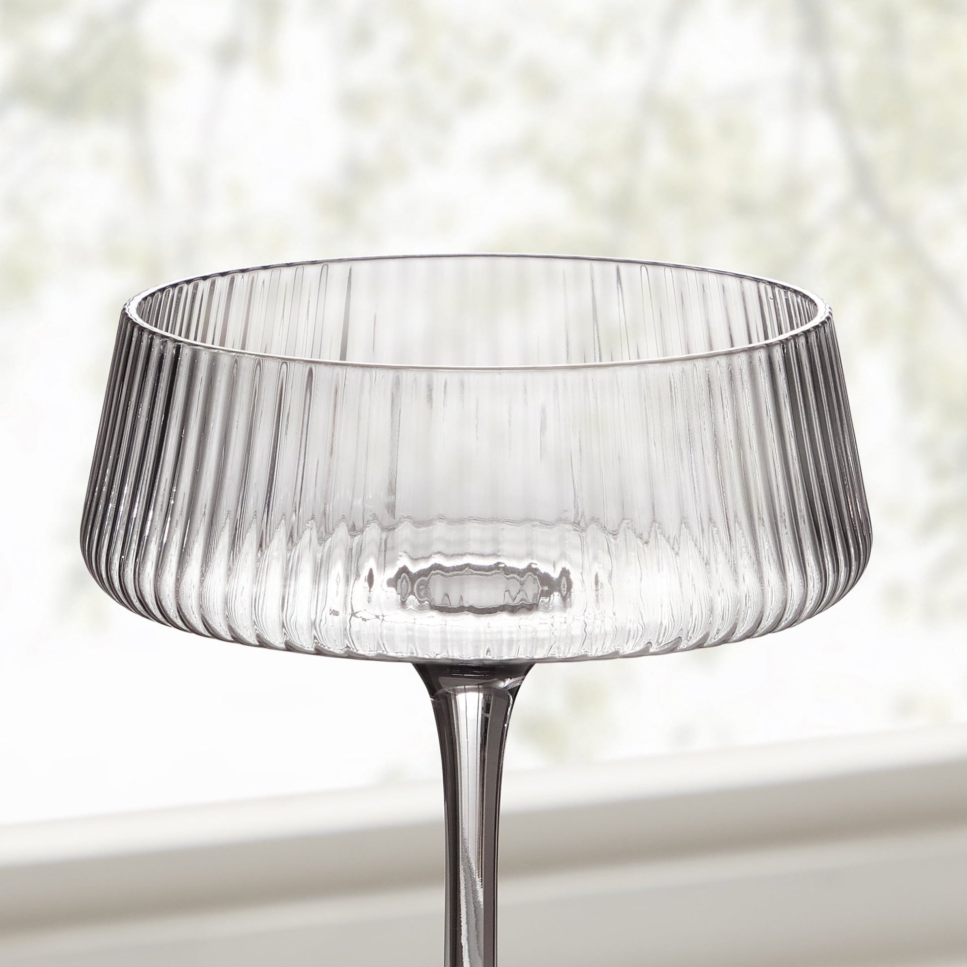 Gatsby Set of 4 Ripple Glass Coupes - Smoked - DUSK
