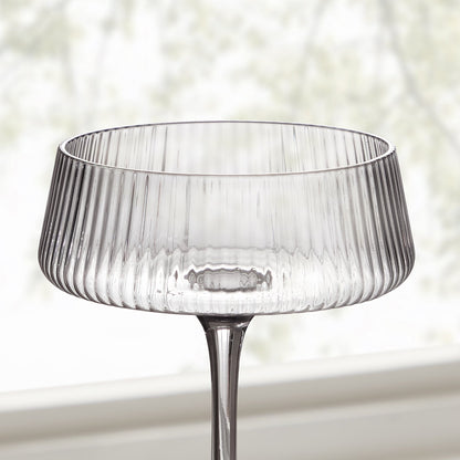 Gatsby Set of 4 Ripple Glass Coupes - Smoked - DUSK