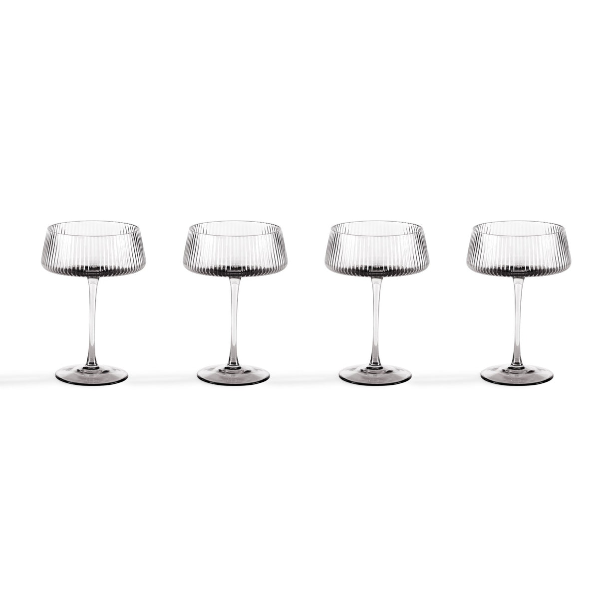 Gatsby Set of 4 Ripple Glass Coupes - Smoked - DUSK