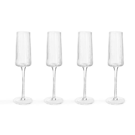 Gatsby Set of 4 Ripple Glass Flutes - Clear - DUSK