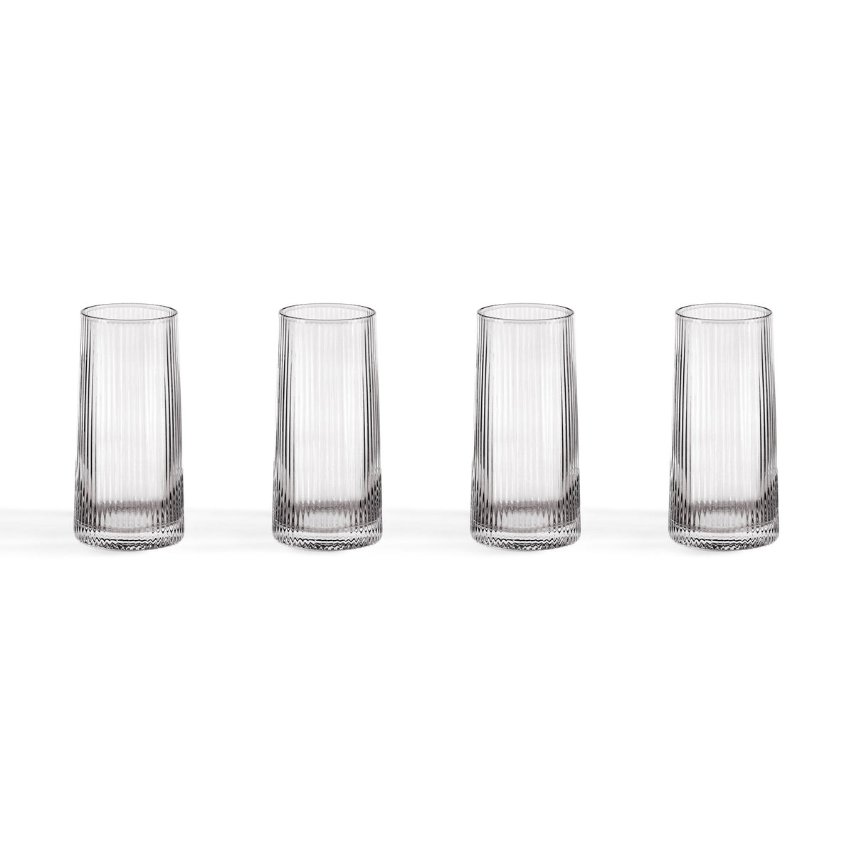 Gatsby Set of 4 Ripple Glass Highballs - Smoked - DUSK