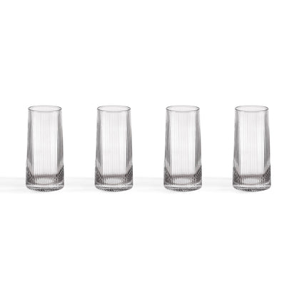 Gatsby Set of 4 Ripple Glass Highballs - Smoked - DUSK