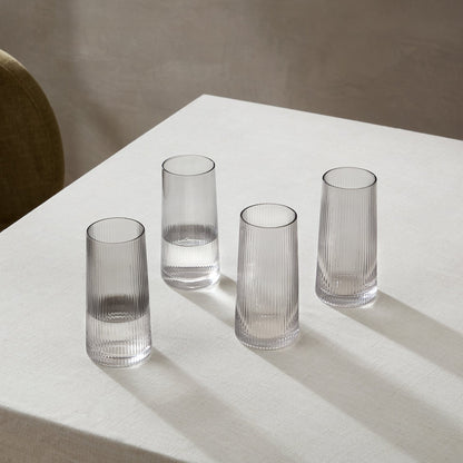 Gatsby Set of 4 Ripple Glass Highballs - Smoked - DUSK