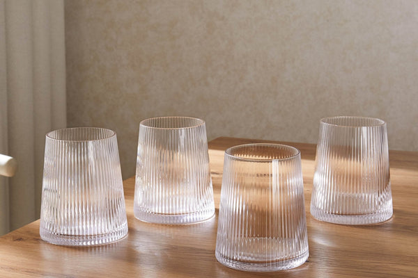 Gatsby Set of 4 Ripple Glass Tumblers - Clear - DUSK
