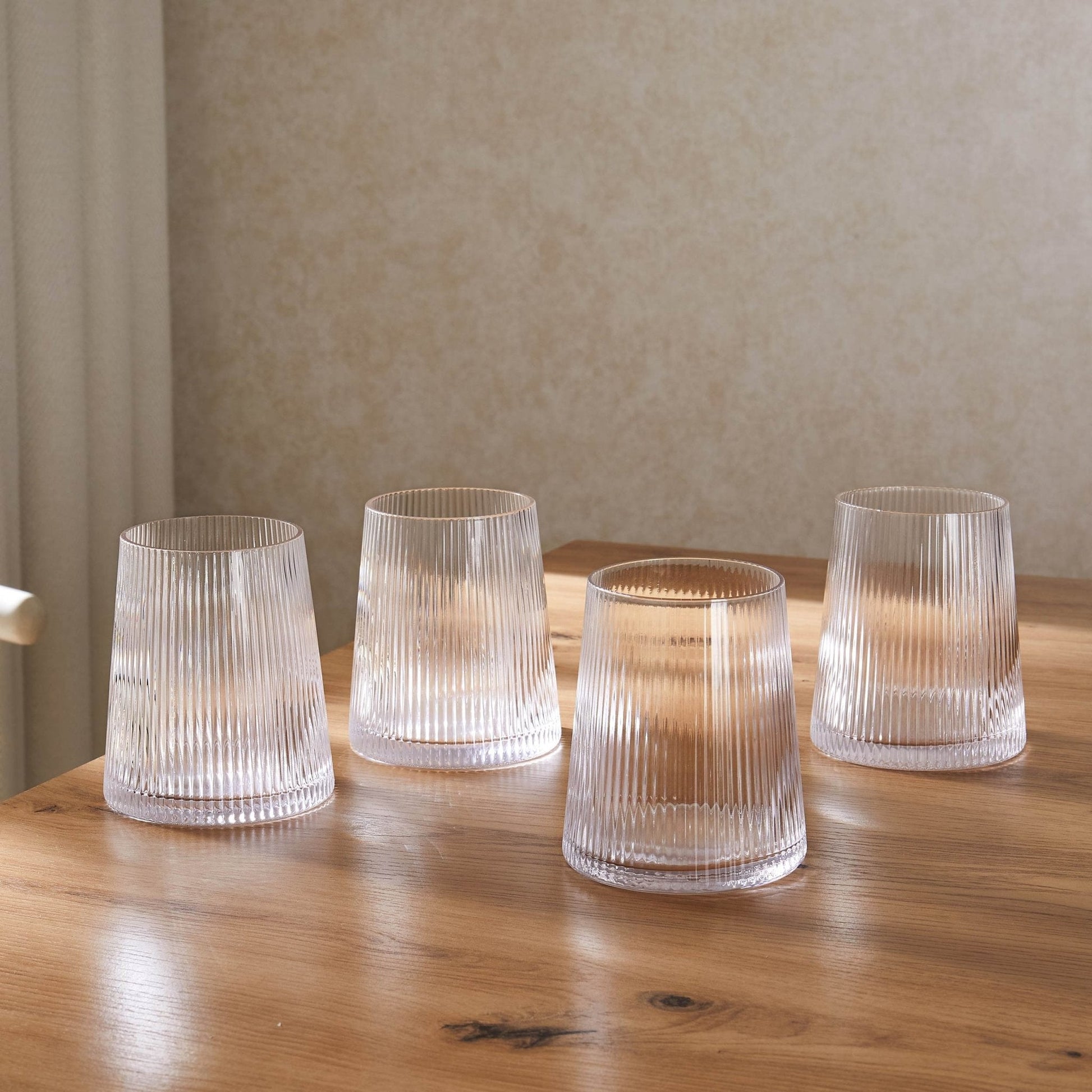 Gatsby Set of 4 Ripple Glass Tumblers - Clear - DUSK