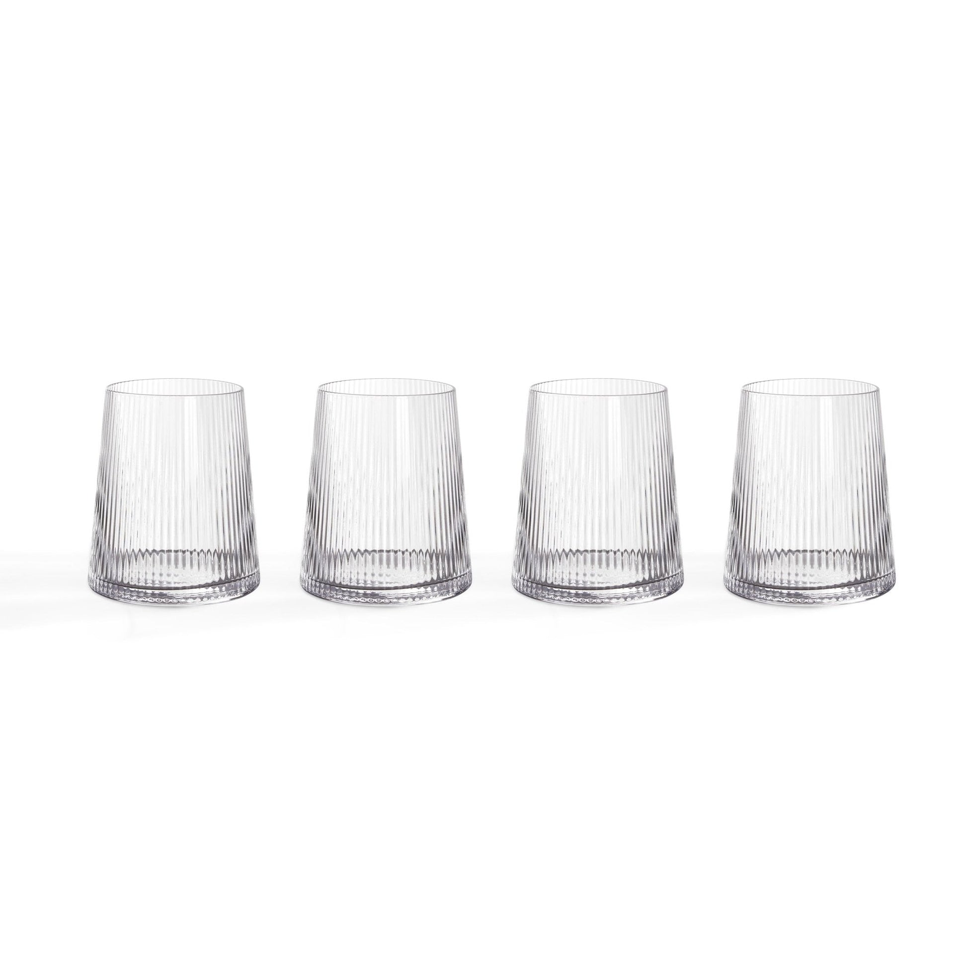 Gatsby Set of 4 Ripple Glass Tumblers - Clear - DUSK