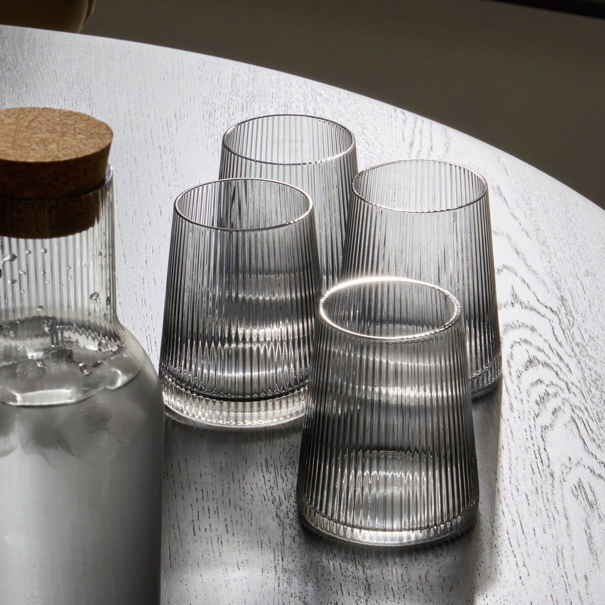 Gatsby Set of 4 Ripple Glass Tumblers - Smoked - DUSK