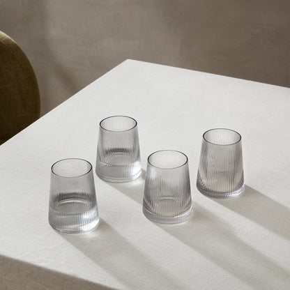 Gatsby Set of 4 Ripple Glass Tumblers - Smoked - DUSK
