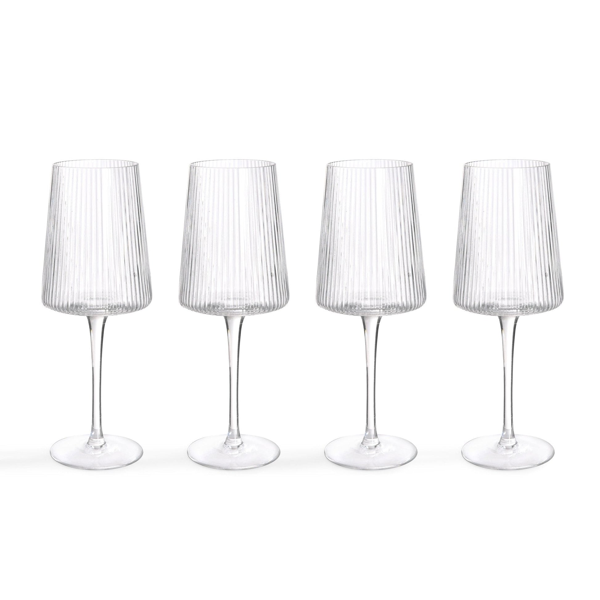 Gatsby Set of 4 Ripple Glass Wine Glasses - Clear - DUSK