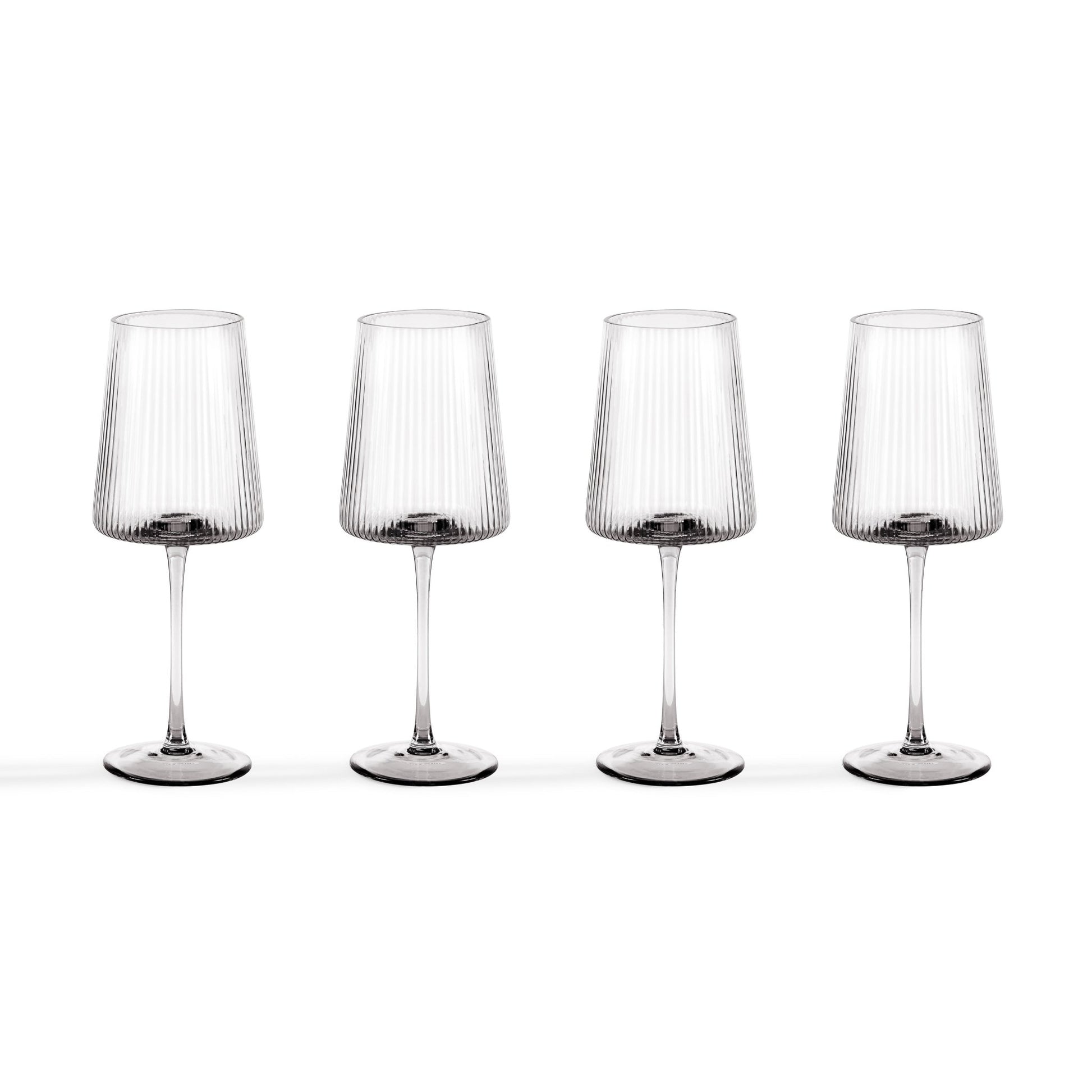 Gatsby Set of 4 Ripple Glass Wine Glasses - Smoked - DUSK