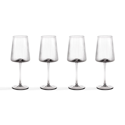 Gatsby Set of 4 Ripple Glass Wine Glasses - Smoked - DUSK