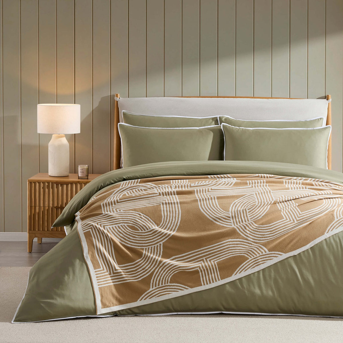 Geo Contast Knit Throw - Taupe - DUSK
