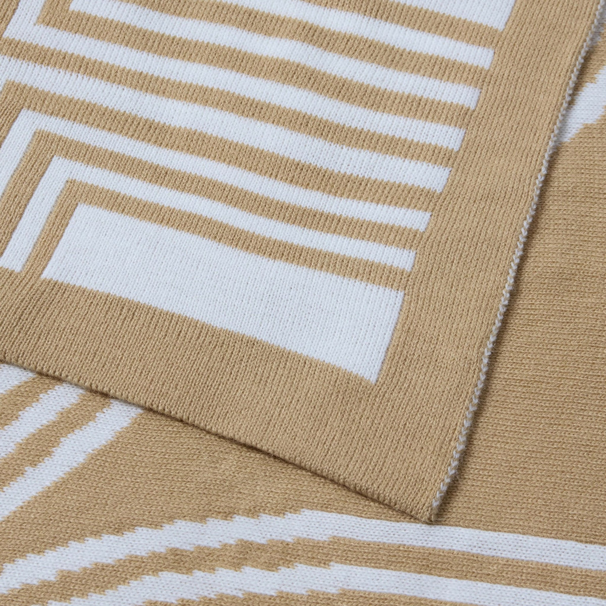 Geometric Contast Knit Sofa Throw - Taupe - DUSK