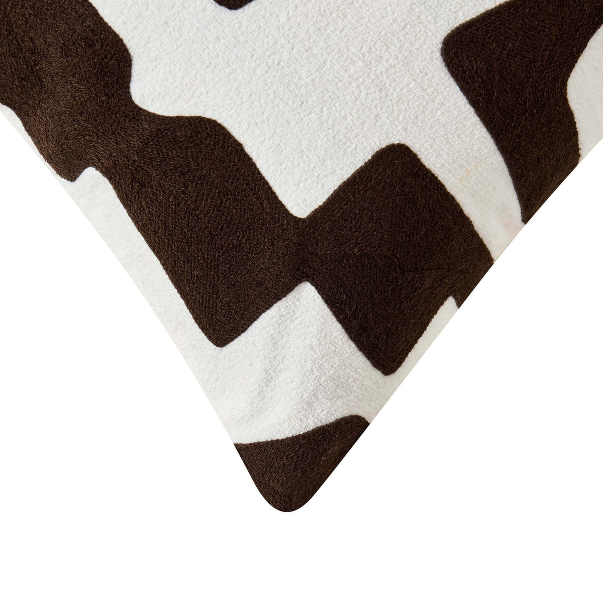 Geometric Embroidered Cushion Cover - Chocolate - DUSK