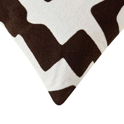 Geometric Embroidered Cushion Cover - Chocolate - DUSK