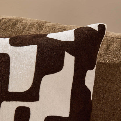 Geometric Embroidered Sofa Cushion Cover - Chocolate - DUSK