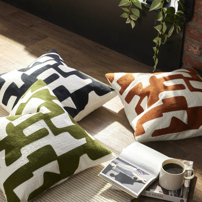 Geometric Jacquard Cushion Cover - Burnt Orange - DUSK