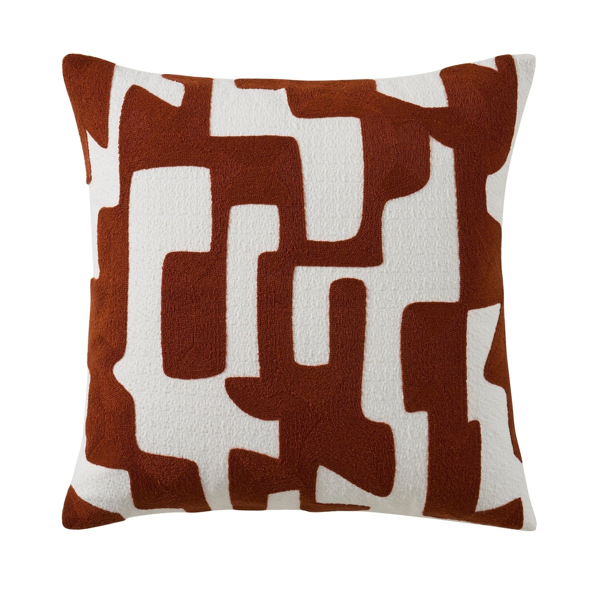 Geometric Jacquard Sofa Cushion Cover - Burnt Orange - DUSK