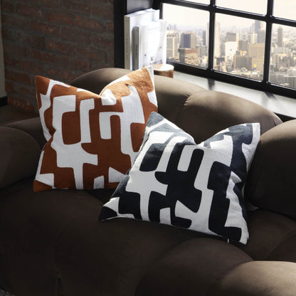 Geometric Jacquard Sofa Cushion Cover - Burnt Orange - DUSK