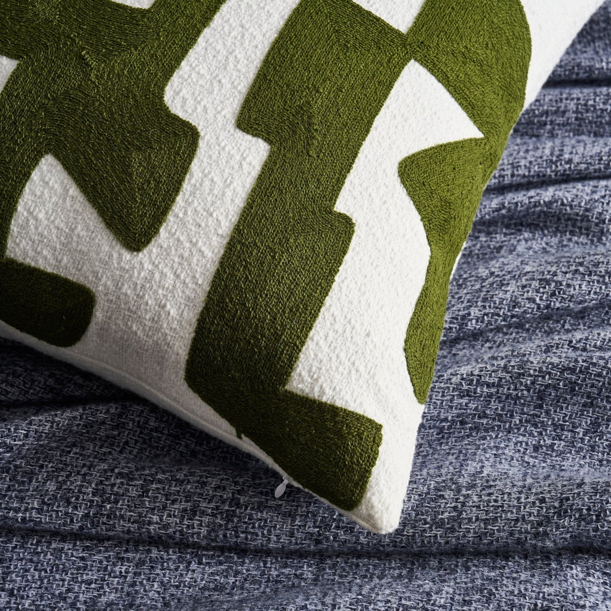 Geometric Jacquard Sofa Cushion Cover - Dark Green - DUSK
