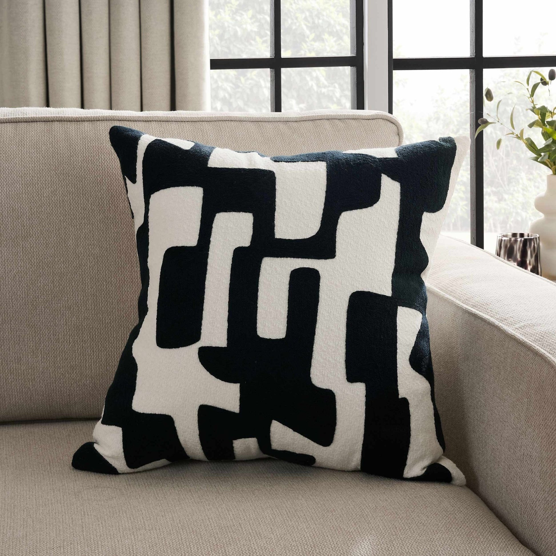 Geometric Jacquard Sofa Cushion Cover - Midnight - DUSK