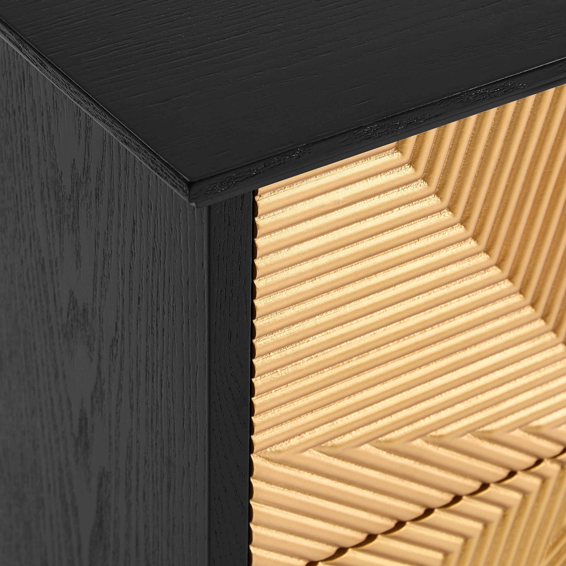 Georgie 2 Drawer Bedside Table - Black/Gold - DUSK