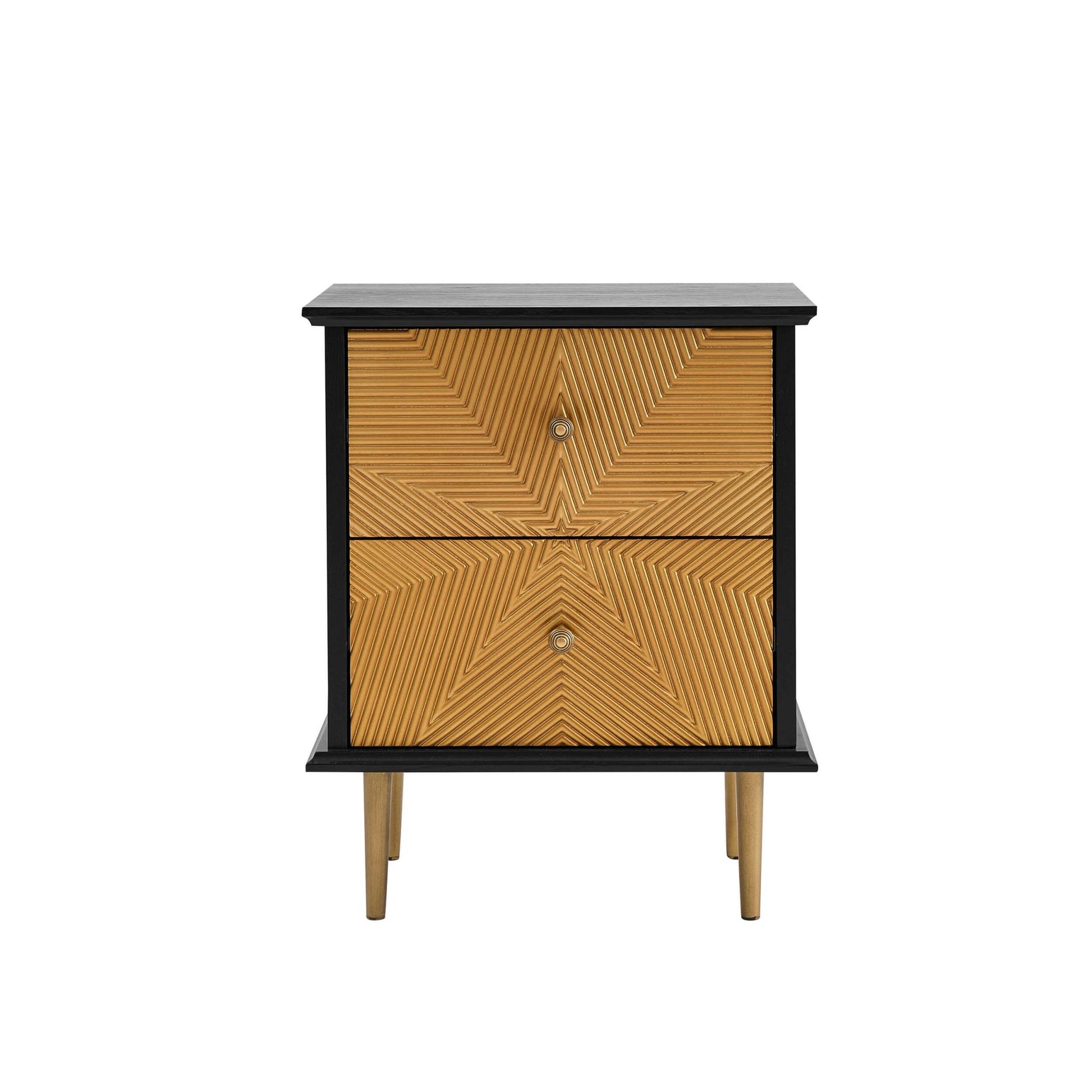 Georgie 2 Drawer Bedside Table - Black/Gold - DUSK