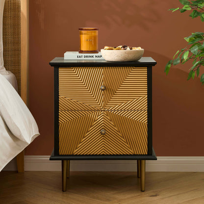 Georgie 2 Drawer Bedside Table - Black/Gold - DUSK