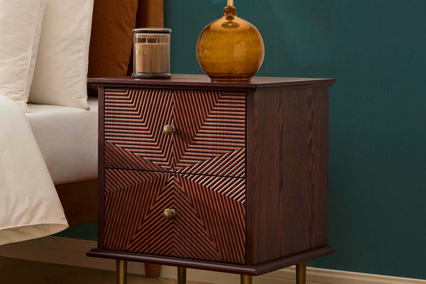 Georgie 2 Drawer Bedside Table - Mahogany - DUSK