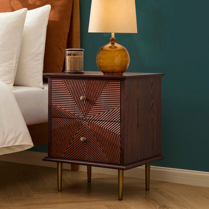 Georgie 2 Drawer Bedside Table - Mahogany - DUSK