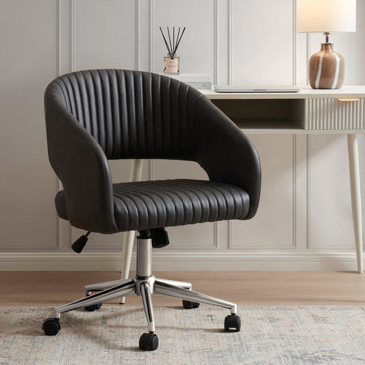 Gigi Faux Leather Office Chair - Charcoal - DUSK