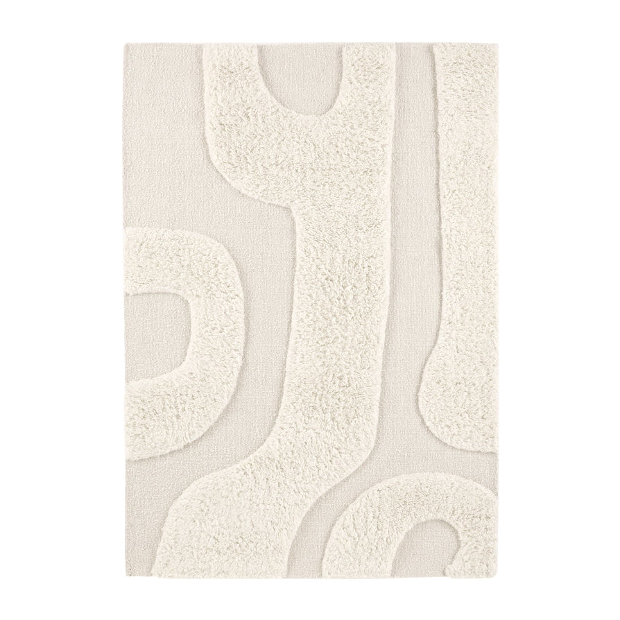 Gillain Hand Woven Tuft Wool Swirl Rug - Off White - DUSK