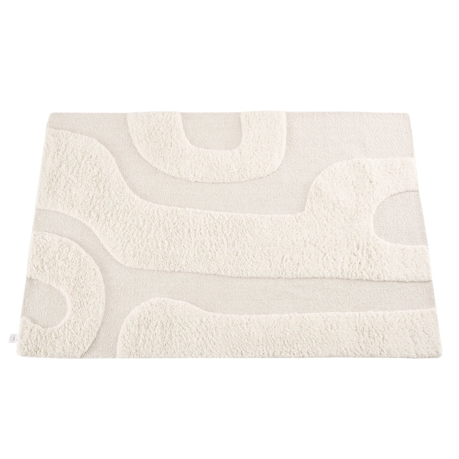 Gillain Hand Woven Tuft Wool Swirl Rug - Off White - DUSK