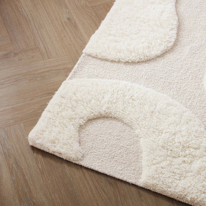 Gillain Hand Woven Tuft Wool Swirl Rug - Off White - DUSK