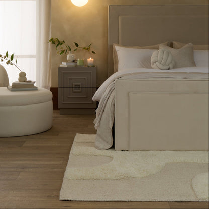 Gillain Hand Woven Tuft Wool Swirl Rug - Off White - DUSK