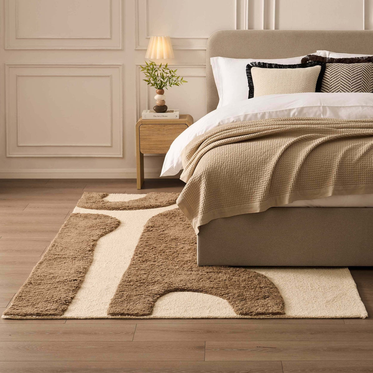 Gillain Hand Woven Tuft Wool Swirl Rug - Taupe - DUSK