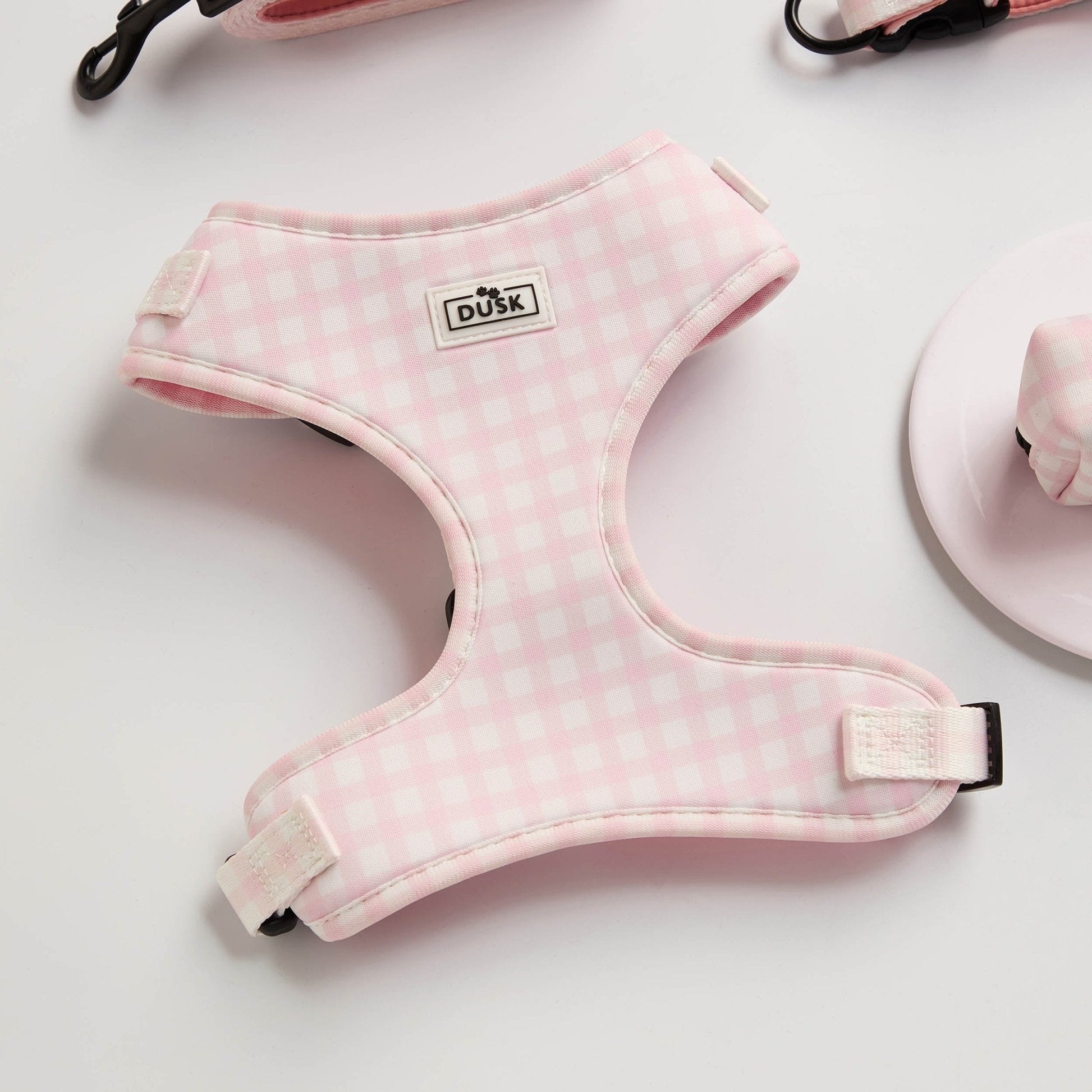 Gingham Dog Accessories Set - Pink - DUSK