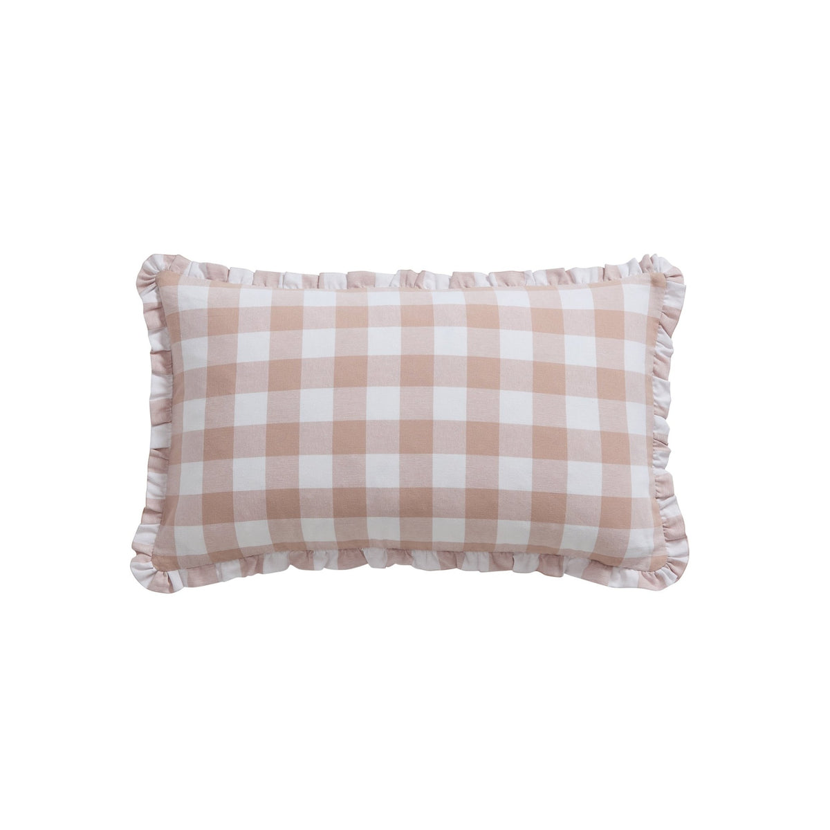 Gingham Square Frill Edge Cushion Cover - Blush Pink - DUSK