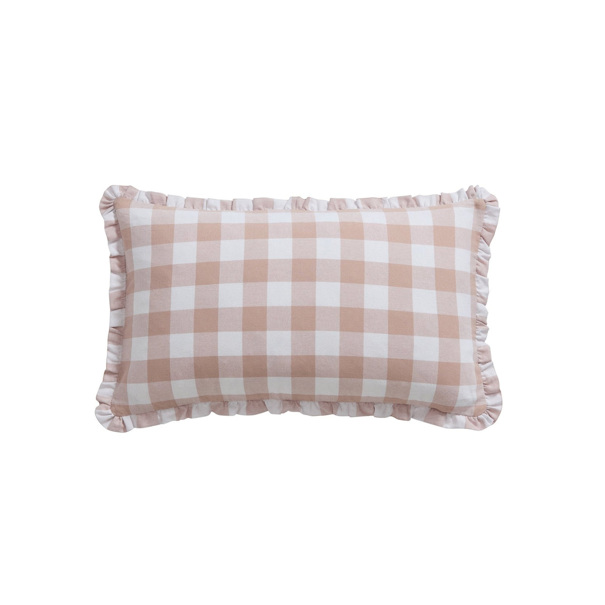 Gingham Square Frill Edge Sofa Cushion Cover - Blush Pink - DUSK