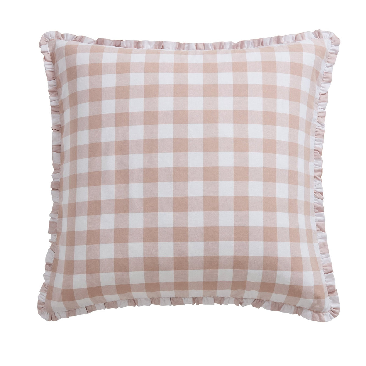 Gingham Square Frill Edge Sofa Cushion Cover - Blush Pink - DUSK