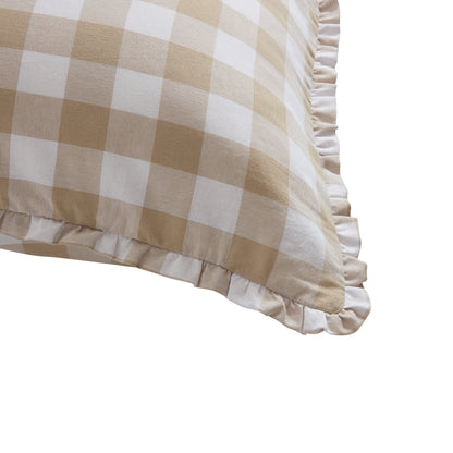 Gingham Square Frill Edge Sofa Cushion Cover - Natural - DUSK