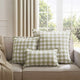 Gingham Square Frill Edge Sofa Cushion Cover - Sage - DUSK